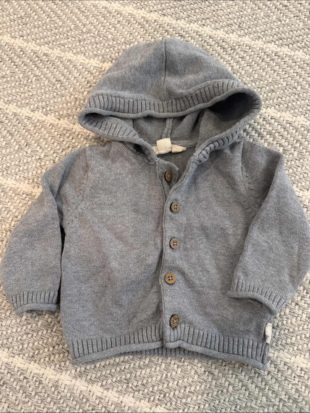 Burt's Bees Baby Gray Hooded Button-Front Knit Sweater